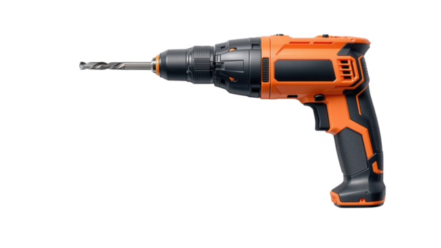 Transparent PNG Image of Future Wireless Electric Screwdriver with LED Light - High-Tech Power Tool for DIY Projects, Transparent Stock Photo, Seamless Background, Modern Cordless Drill, Innovative De
