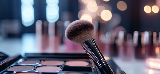 A close-up of makeup tools and products, highlighting beauty and cosmetics.