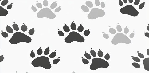 Seamless dog paw design featuring an isolated modern cat paw print for wallpaper background