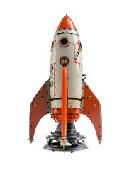 Retro Toy Rocket Ship PNG Transparent Image - Vintage Toy Spaceship Clipart for Space-Themed Projects and Designs