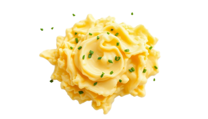 Pile of yellow scrambled eggs, cut out - stock png.