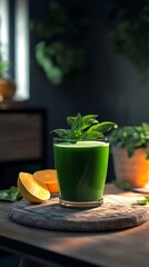 Green Detox Smoothie. Healthy and vibrant drink.