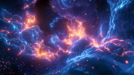 Fototapeta premium Thunderstorms lighting up night skies in mesmerizing kirlian photography brilliance. Brilliance. Illustration