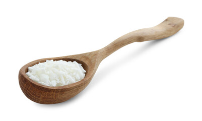Soy wax in spoon isolated on white