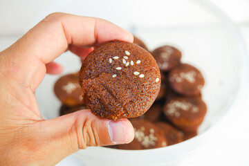 bolu paranggi or traditional sponge cake with a round shape and sweet taste
