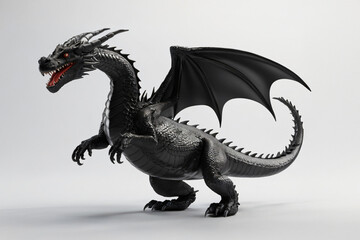 Fototapeta premium Majestic Black Dragon Render: A 3D Model of a Mythical Creature with Intricate Details
