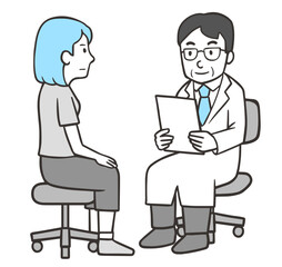 女性の患者に問診をする医者2