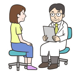 女性の患者に問診をする医者