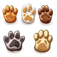 Obraz premium Pets with raised paws presented in a modern illustrative style on a white background