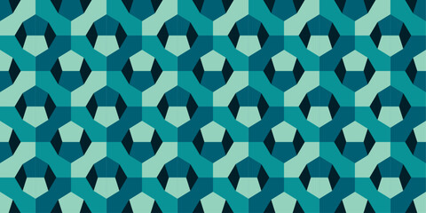 Abstract Geometric Teal Pattern: Seamless Hexagonal Design