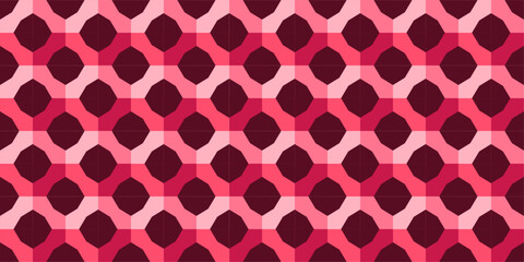 Geometric Abstract Pattern: Shades of Red and Pink Interlocking Design
