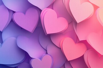 Abstract Background Of Overlapping Pink And Purple Hearts
