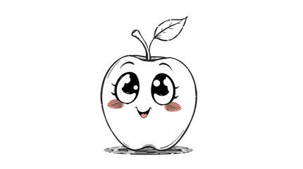 minimalistic apple sketch in cartoon style isolated on white for web design, social media, or marketing