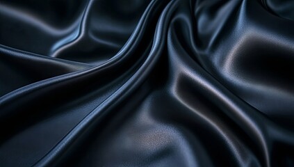 Obraz premium Elegant Draped Dark Blue Satin Fabric Texture