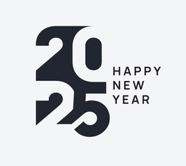 Modern vector illustration of Happy New Year 2025 with bold typography and creative design. Perfect for holiday cards, banners, and seasonal greetings
