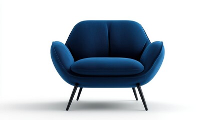 A luxurious royal blue plush armchair with elegant black metal legs, offering an inviting and cozy seating solution ideal for any stylish modern living space.