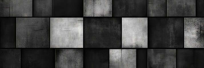 Abstract Grayscale Square Pattern: A Monochromatic Composition of Textured Blocks