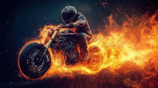Fiery sport motorcycle abstract background