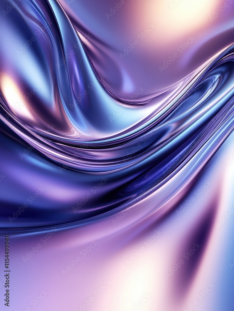 Poster Intricate abstract 3D design featuring smooth flowing curves in shades of purple and blue creating a sense of movement. Generative AI