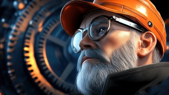 industrial revolution steampunk man mechanical engineer, timeworks gears and clogs