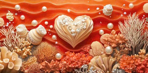 Fototapeta premium Ocean Heart Coral Reef Seascape Abstract Art