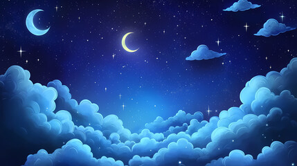Space of night sky with clouds and stars. generative ai. Lodestar. Illustration