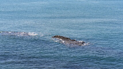 a beautiful view of the sea and the ocean in the mediterranean sea, israel