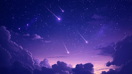 The sky is filled with purple clouds and stars. Lodestar. Illustration
