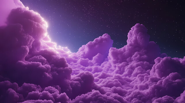 The sky is filled with purple clouds and stars. Lodestar. Illustration