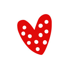 Red simple heart in doodle style for Valentine's Day. Love sign