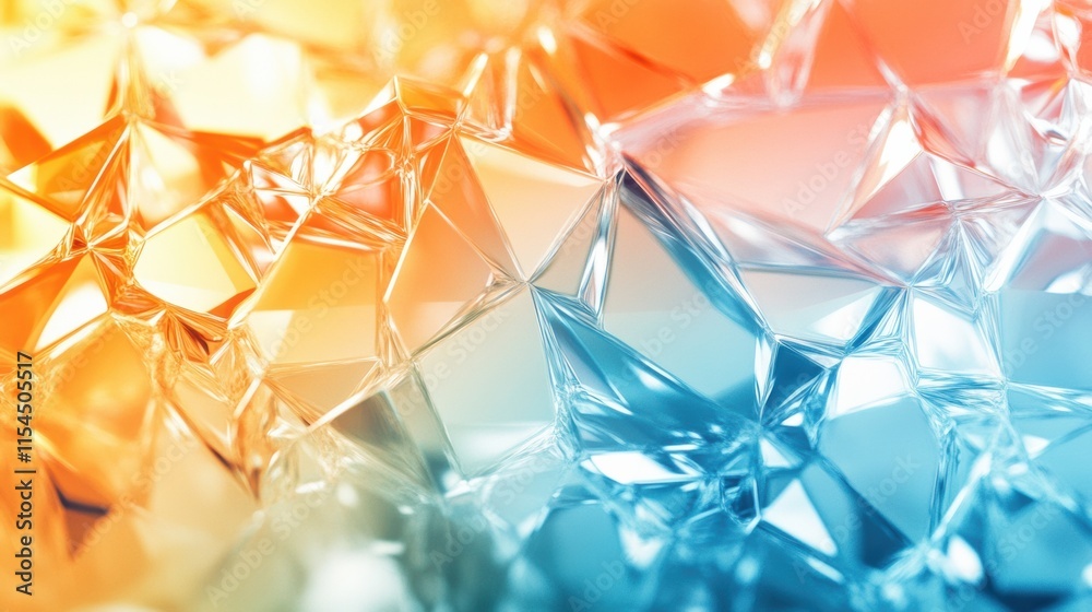 Poster Intricate colorful abstract 3D shapes create a mesmerizing visual experience with sharp edges and blended hues. Generative AI