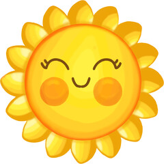 Cute sun with smiling face vector illlustration. 