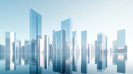 Modern City Skyline Reflection