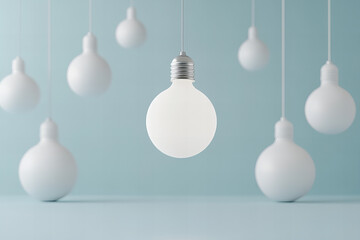 glowing light bulb symbolizing creativity innovation inspiration with futuristic data overlay for technology finance business ideas concepts