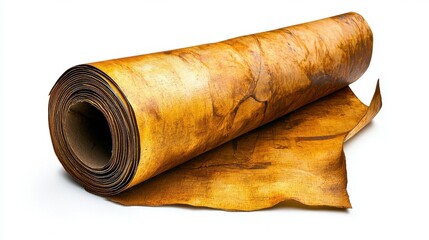 Crumpled Textured Surface of Rolled Recycled Parchment or Linen Paper Background