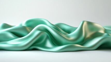 Fototapeta premium Abstract teal silk fabric waves.