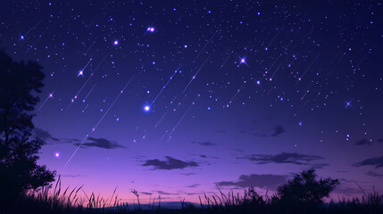 Fototapeta premium A purple and blue sky with many stars. Lodestar. Illustration