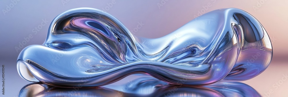 Aufkleber Fluid shapes intertwine in a vibrant abstract 3D composition showcasing elegance and movement. Generative AI
