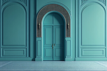 Teal Doorway with Exquisite Architecture
