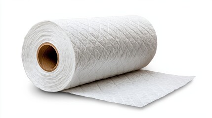 Fototapeta premium Pristine White Fabric Roll on Plain Studio Background