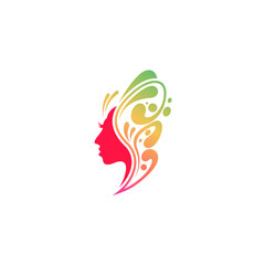 beautiful woman and butterfly wings logo, salon icons