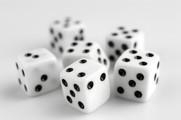 Random Arrangement of Traditional Six-Sided Dice Symbolizing Chance and Anticipation