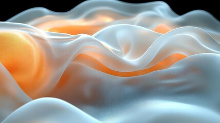 Fototapeta premium Abstract representation of flowing fabric with orange highlights.
