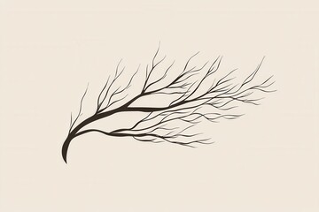 Minimalist vector logo design of wind-swept branches