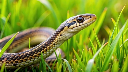 Fototapeta premium snake in grass, cute snake, snake, festival snake, grass snake, outdoor decoration