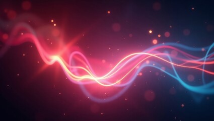 vibrant colorful light with swirling wavy shapes on a dark, blurred background, featuring deeply saturated pink, purple, blue, and yellow hues. and bokeh effects 