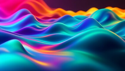 Vibrant abstract waves in a kaleidoscope of colors, smooth gradients blending seamlessly, digital art background
