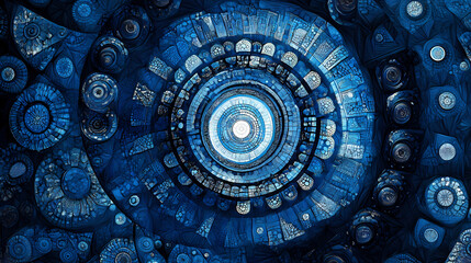 Monochromer hintergrund aus geometrischen formen, blau. Mosaicism. Illustration