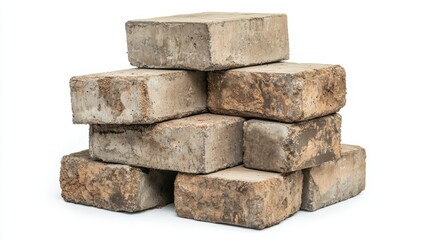 Obraz premium Pile of Aged Weathered Bricks in Rustic Industrial Style Setting