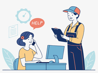 illustration of Technical support and customer service concept